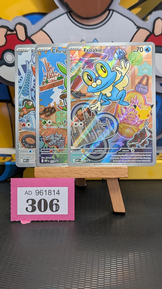 First Partner Series 3 - Froakie 060, Chespin 058, Fennekin.