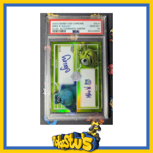 Topps Chrome Disney 100 Mike & Sulley DL6 Dual Autograph PSA 10