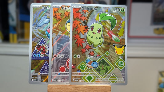First Partner Illustration Collection - Series 2 - Chikorita, Cyndaquil & Totodile.