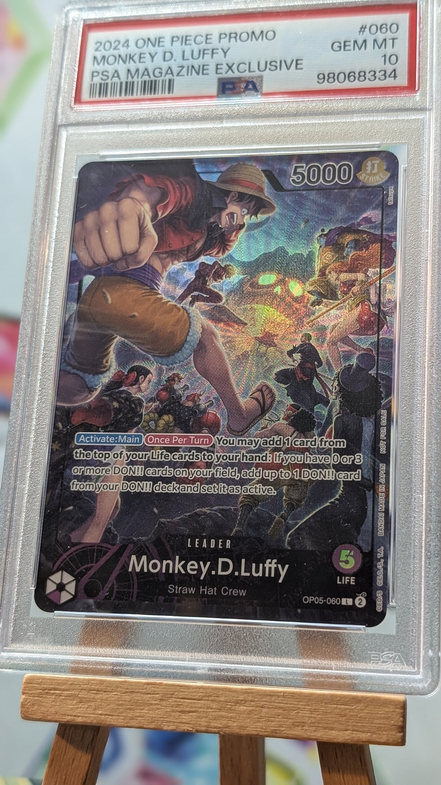 2024 One Piece Promo Monkey D. Luffy PSA Magazine Exclusive OP05-060 PSA 10