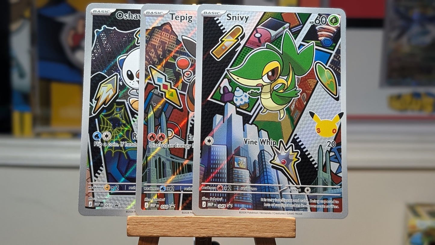 First Partner Illustration Collection - Series 2 - Snivy, Tepig, Oshawott.