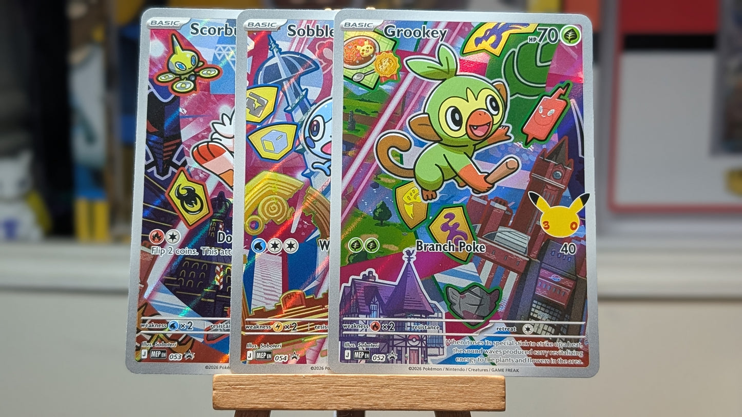 First Partner - Series 2 Galar, Generation 8 - Grookey, Scorbunny, Soble.