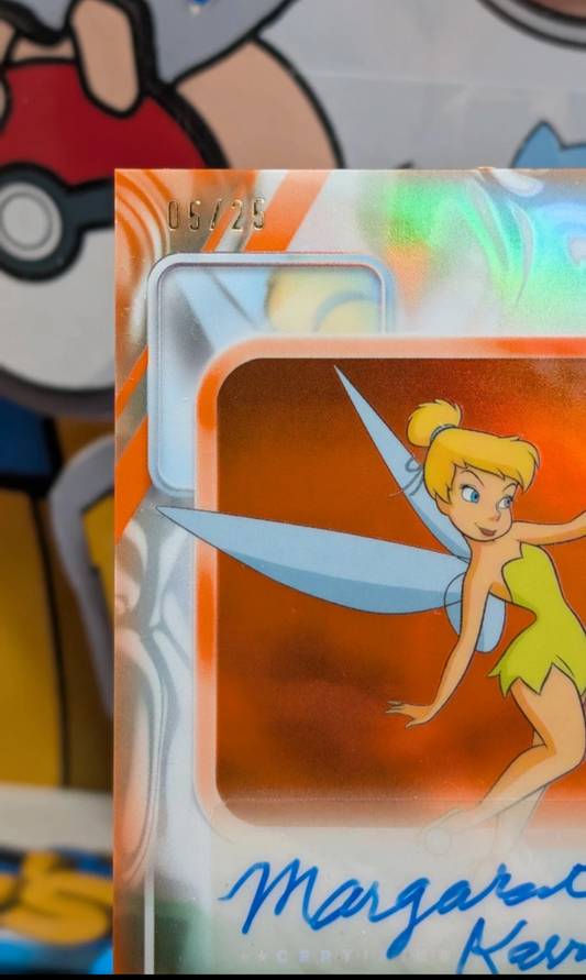 Tinker Bell/Margaret Kerry Auto Orange Refractor /25 - 2026 Topps Disney Chrome.