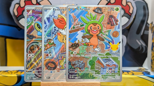 First Partner Series 3 - Froakie 060, Chespin 058, Fennekin.