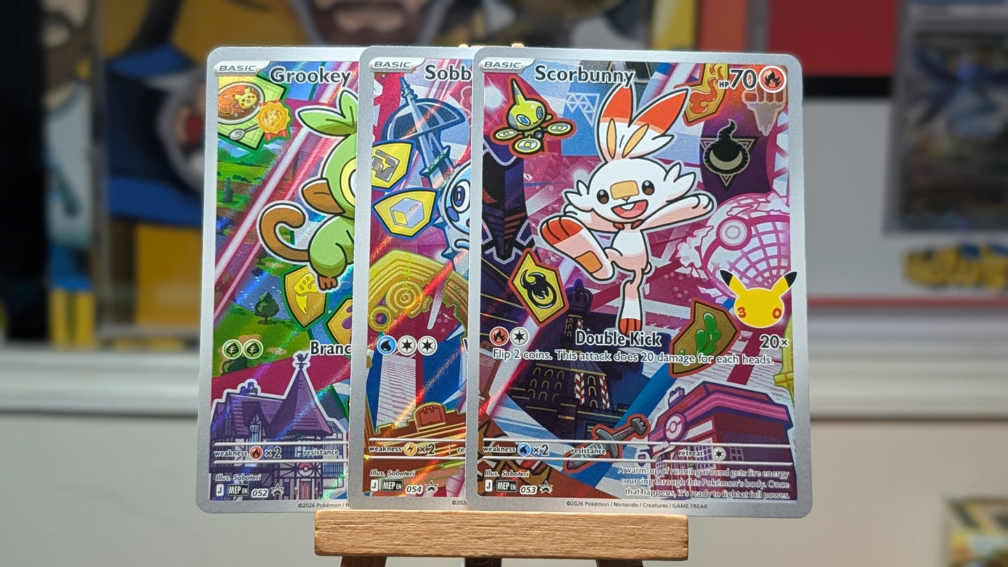 First Partner - Series 2 Galar, Generation 8 - Grookey, Scorbunny, Soble.