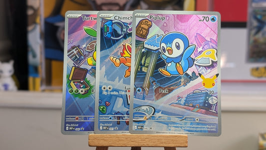 First Partner Illustration Collection - Series 1 Gen 4 - Chimchar, Turtwig, Piplup.