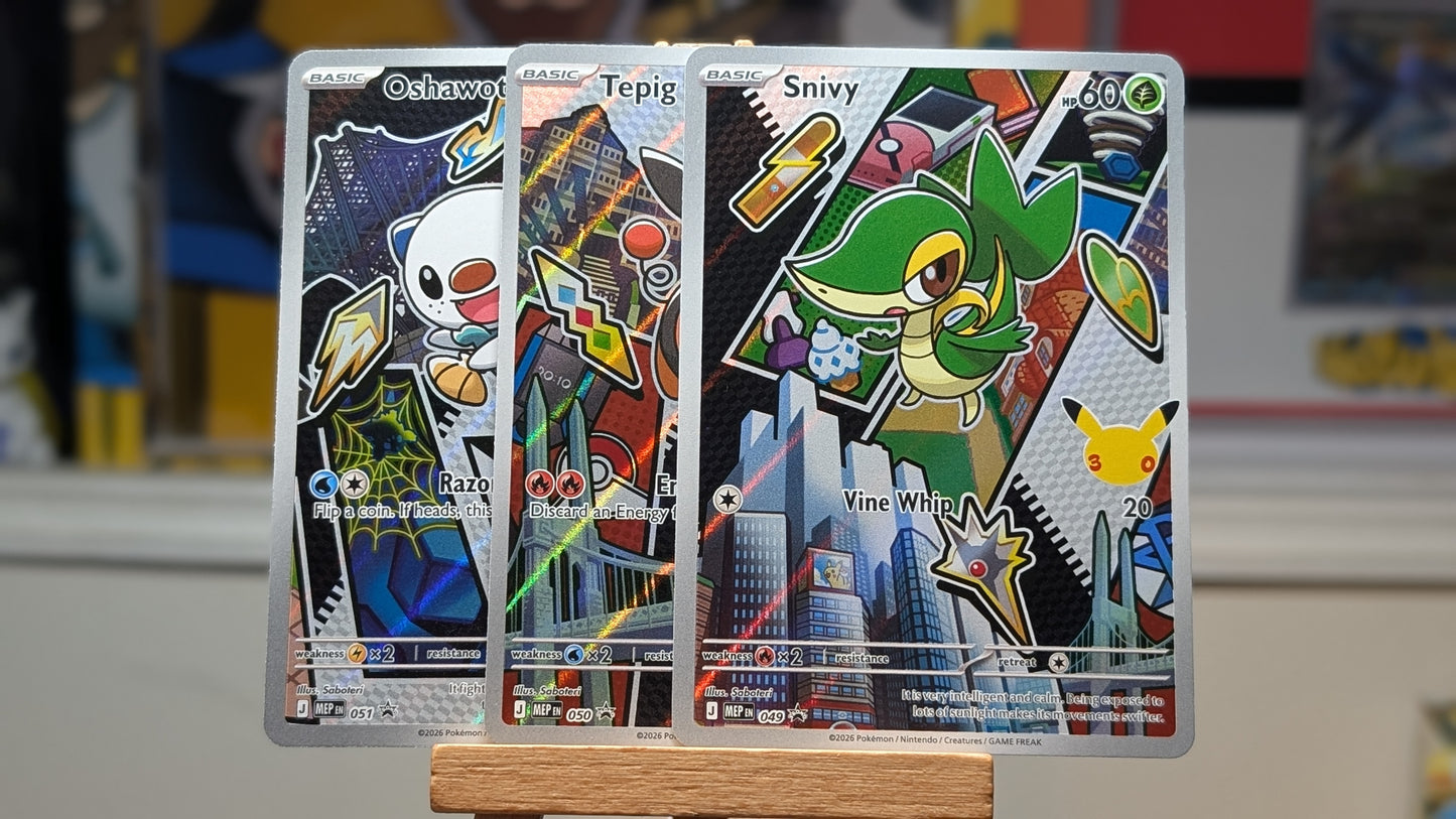 First Partner Illustration Collection - Series 2 - Snivy, Tepig, Oshawott.